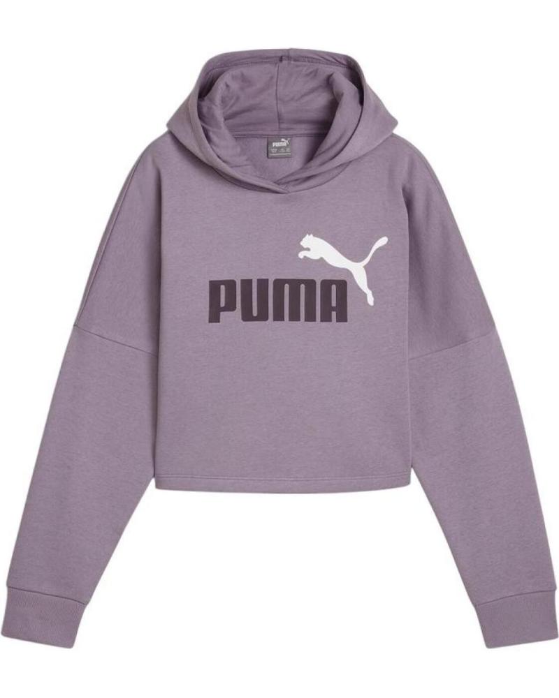 PUMA ESSENTIALS LOGO 671134-34 - SUDADERA CROPPED CON CAPUCHA MORADA MORADO