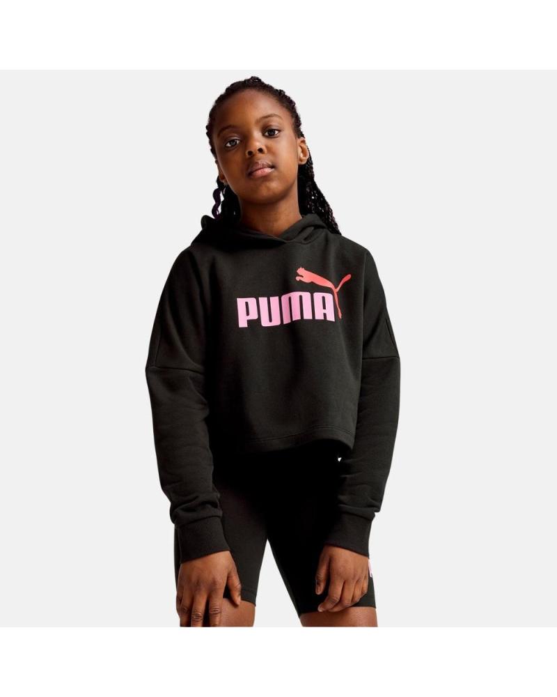 PUMA ESSENTIALS LOGO 671134-01 - SUDADERA CROPPED CON CAPUCHA NEGRA NEGRO