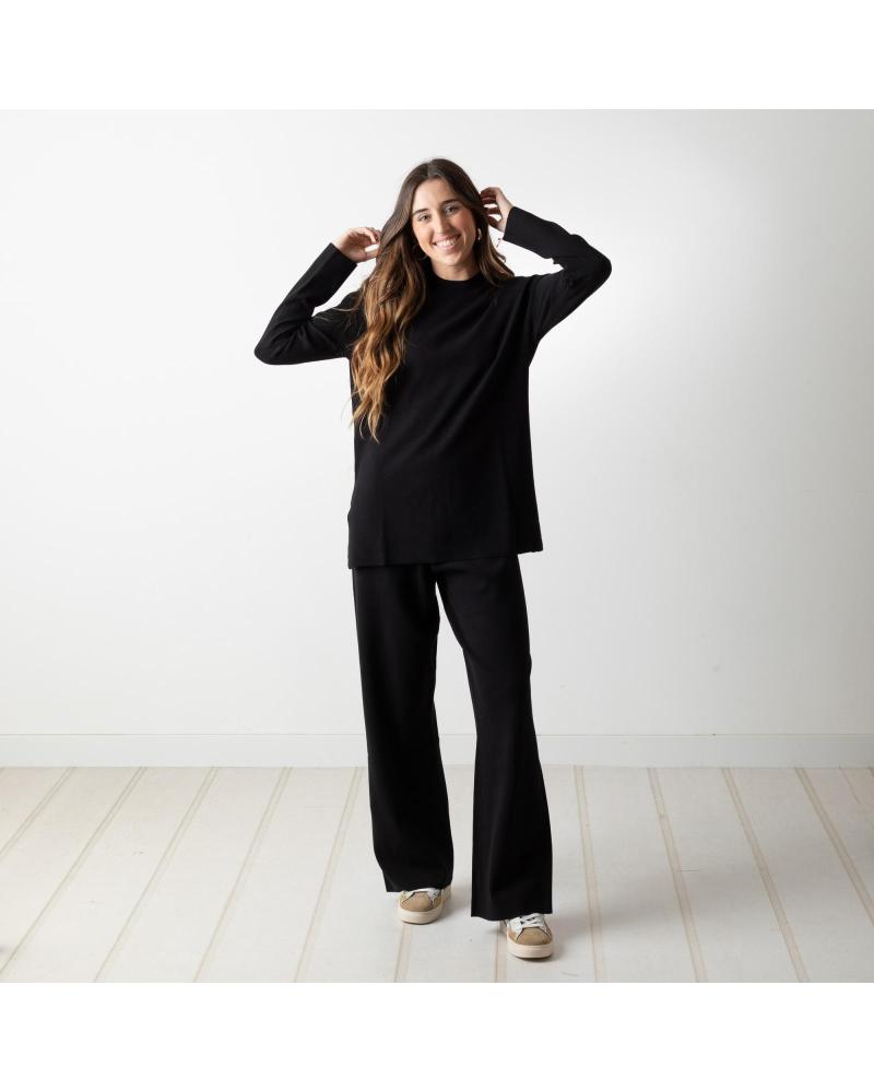 SUDADERA JERSEY ANCHO DE PUNTO YERSE 41575037 NEGRO NEGRO