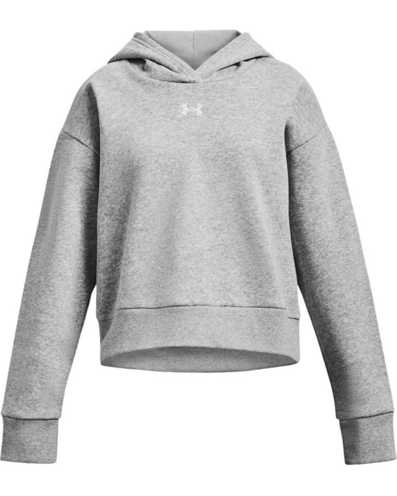 SUDADERA CORTA CANGURO UNDER ARMOUR RIVAL FLEECE 1379517-012 GRIS CON CAPUCHA GRIS