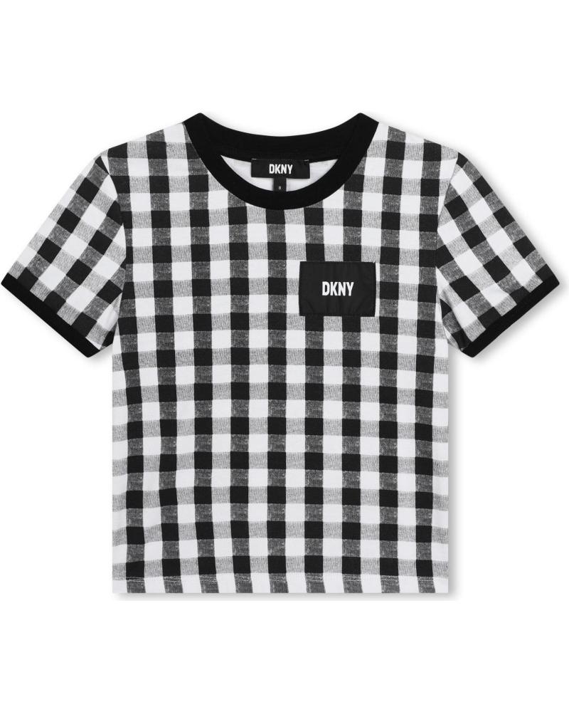 CAMISETA DE MANGA CORTA DKNY D60096M41 CON CUADROS VICHY BLANCOS Y NEGROS NAN