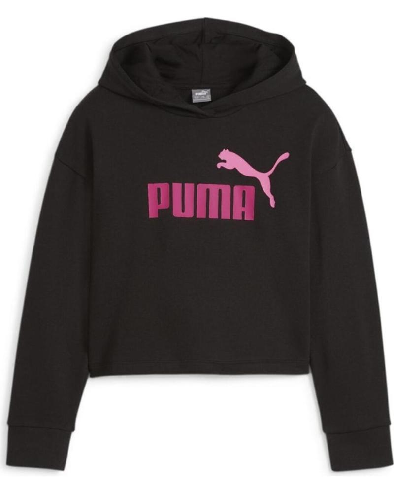 SUDADERA PUMA ESS 2COL LOGO CON CAPUCHA NEGRA NEGRO