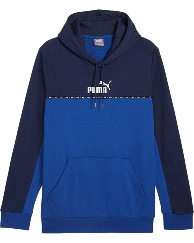 SUDADERA CON CAPUCHA PUMA ESS BLOCK X TAPE 675173-17 AZUL CANGURO AZUL