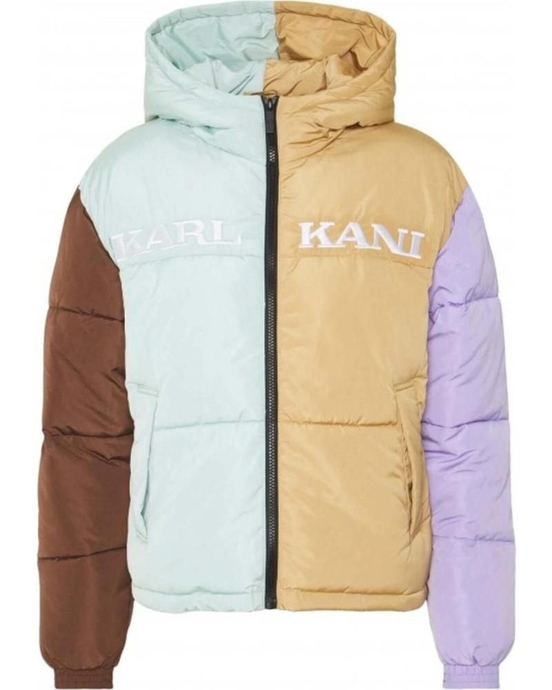 CHAQUETA ACOLCHADA MULTICOLOR KARL KANI CON CAPUCHA VERDE