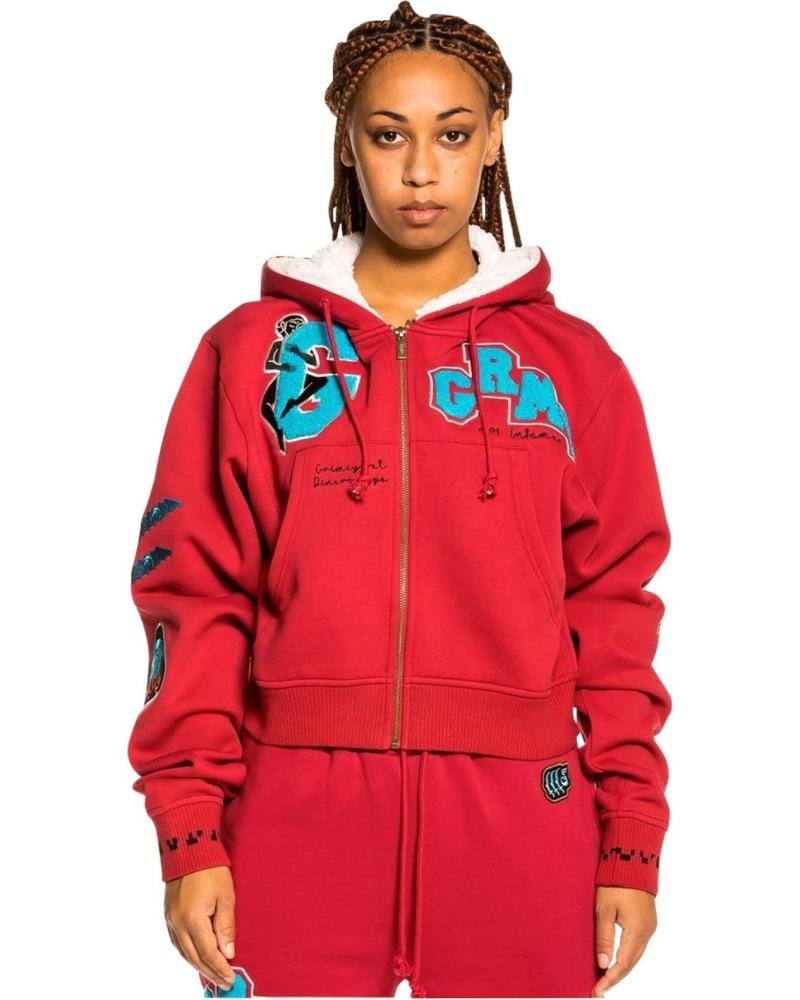 SUDADERA GRIMEY CON CAPUCHA Y CREMALLERA ROJO
