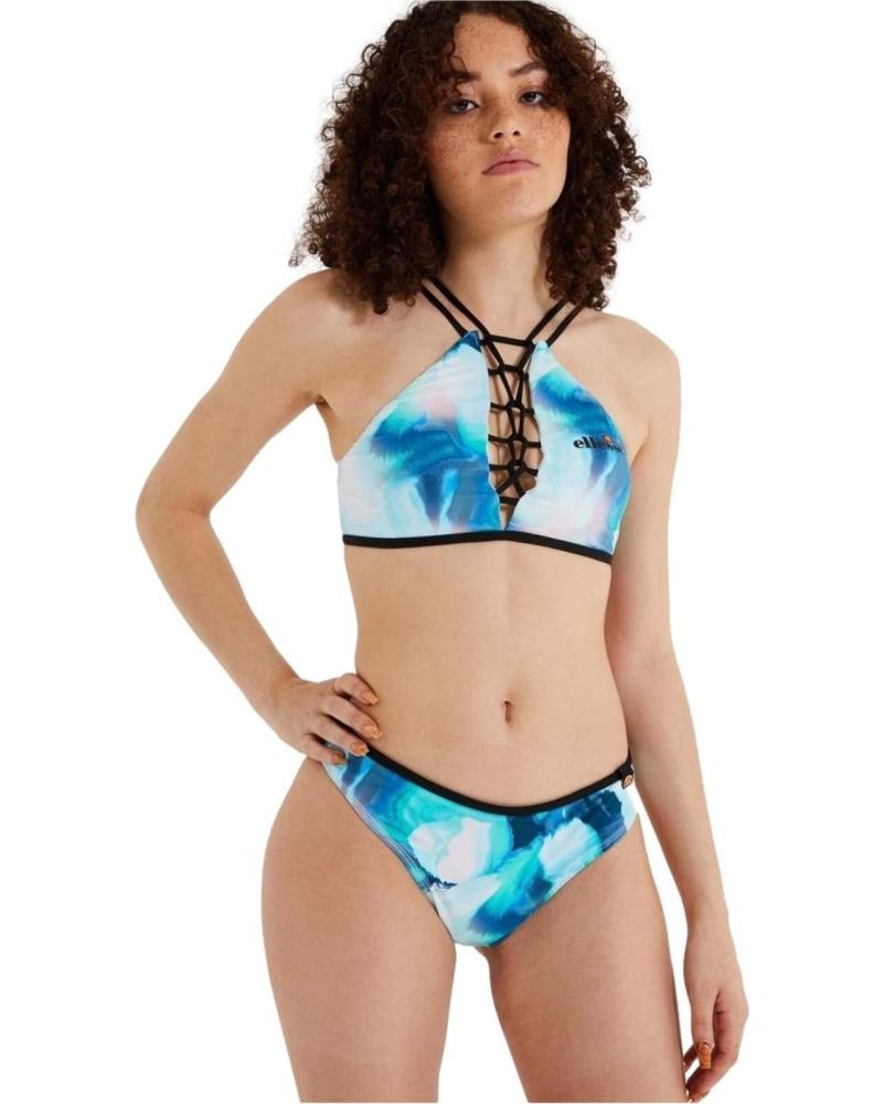 CONJUNTO BIKINI HALTER ELLESSE ESTAMPADO TROPICAL AZUL AZUL