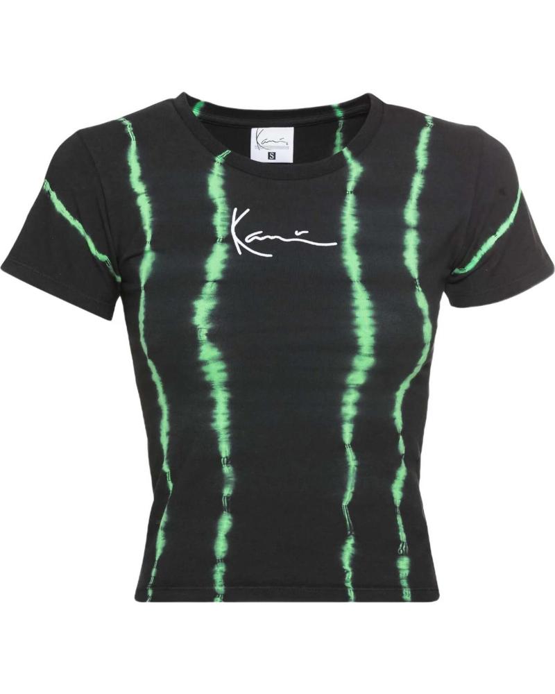 KARL KANI CAMISETA CROP DE MANGA CORTA NEGRA CON RAYAS VERTICALES VERDES NEGRO