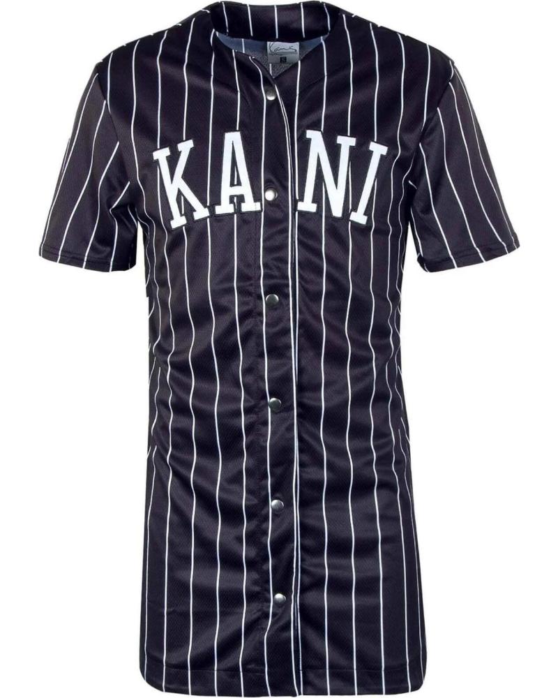 KARL KANI VESTIDO TIPO CAMISA A RAYAS CON BOTONES KARL KANI NEGRO
