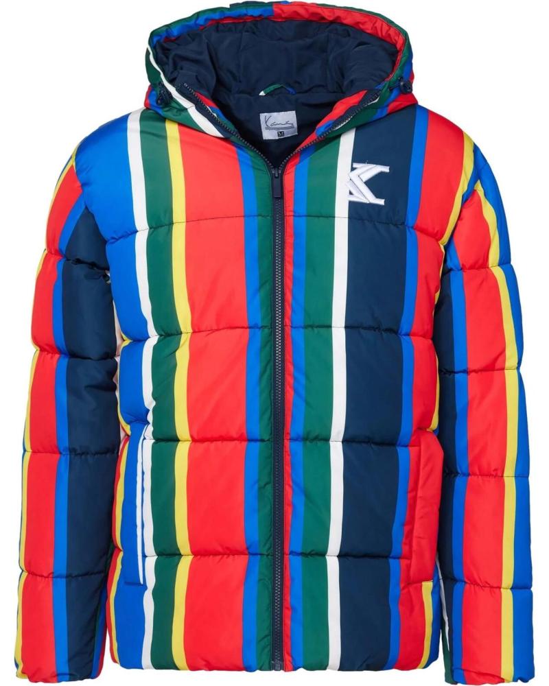 CHAQUETA ACOLCHADA CON CAPUCHA A RAYAS KARL KANI MULTICOLOR