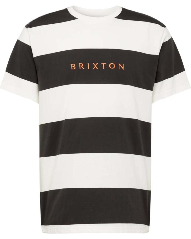 CAMISETA BRIXTON A RAYAS CON LOGO BORDADO NEGRO