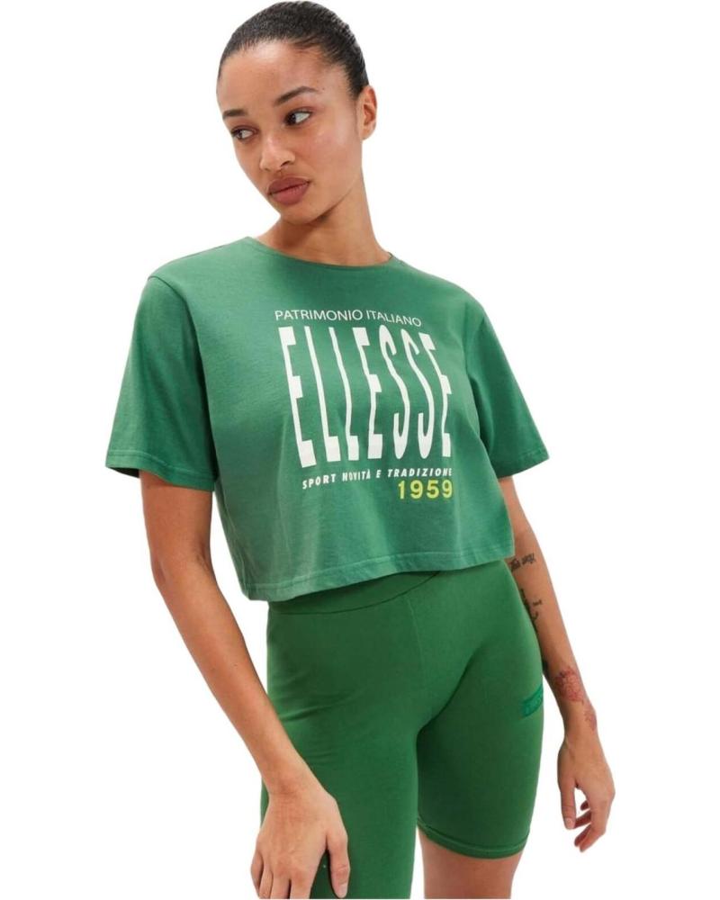 CAMISETA CROP VERDE ELLESSE CON LOGO ESTAMPADO VERDE