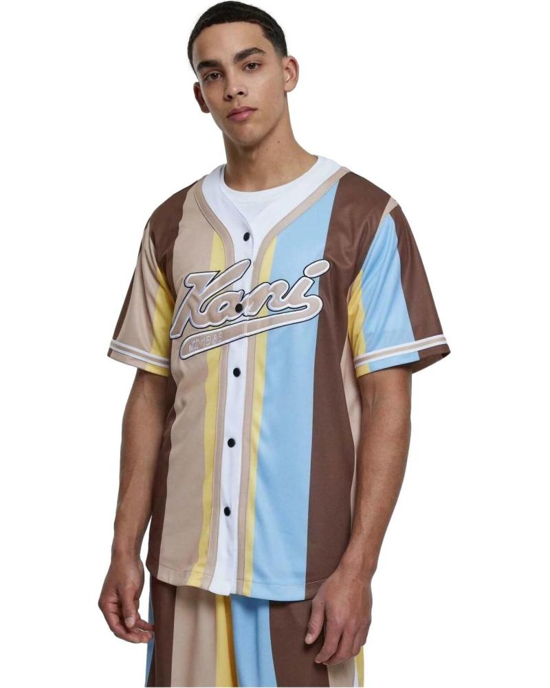 CAMISETA DE BÉISBOL PATCHWORK A RAYAS MULTICOLOR