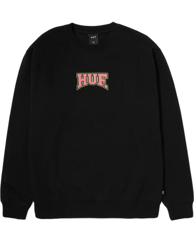 SUDADERA HUF CREWNECK CON LOGO BORDADO NEGRO