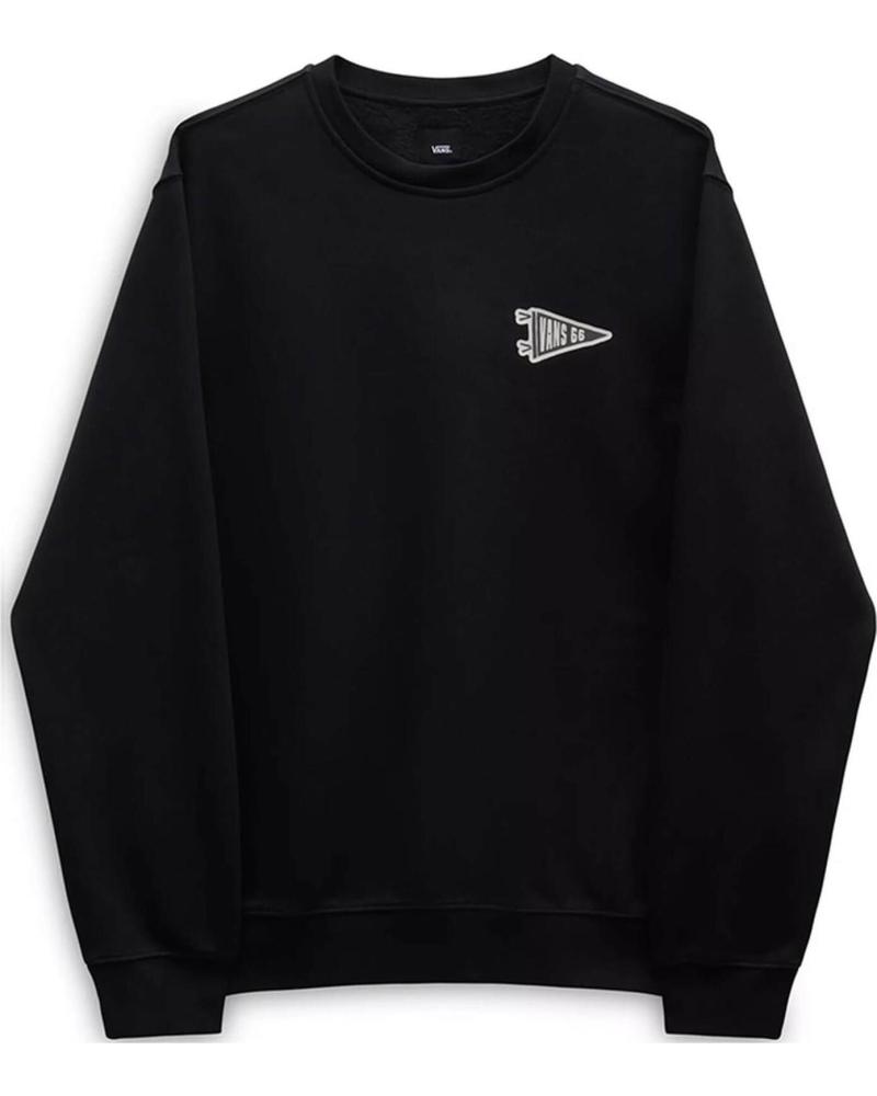 SUDADERA UNISEX VANS OFF THE WALL CAMP FLAG CREW NEGRA NEGRO