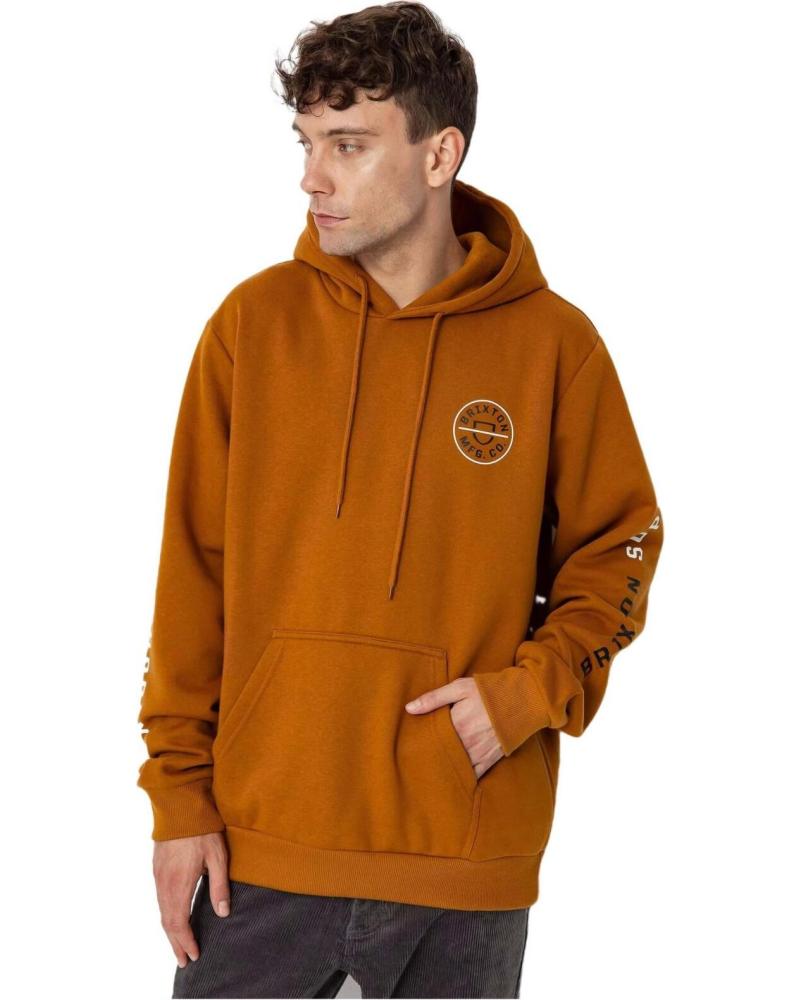 SUDADERA CON CAPUCHA BRIXTON CREST HOOD GDBWB - MARRÓN CLÁSICO MARRóN