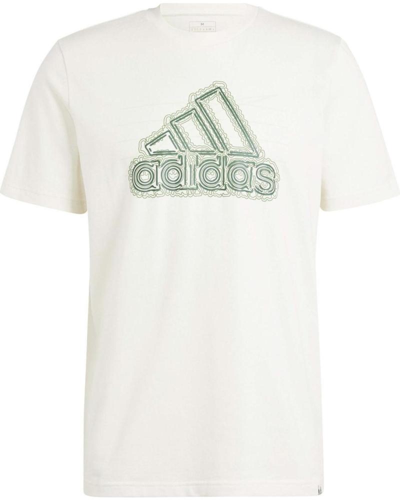 CAMISETA ADIDAS ROWTH BOS TEE BEIGE CON LOGO VERDE CONTRASTE BEIGE