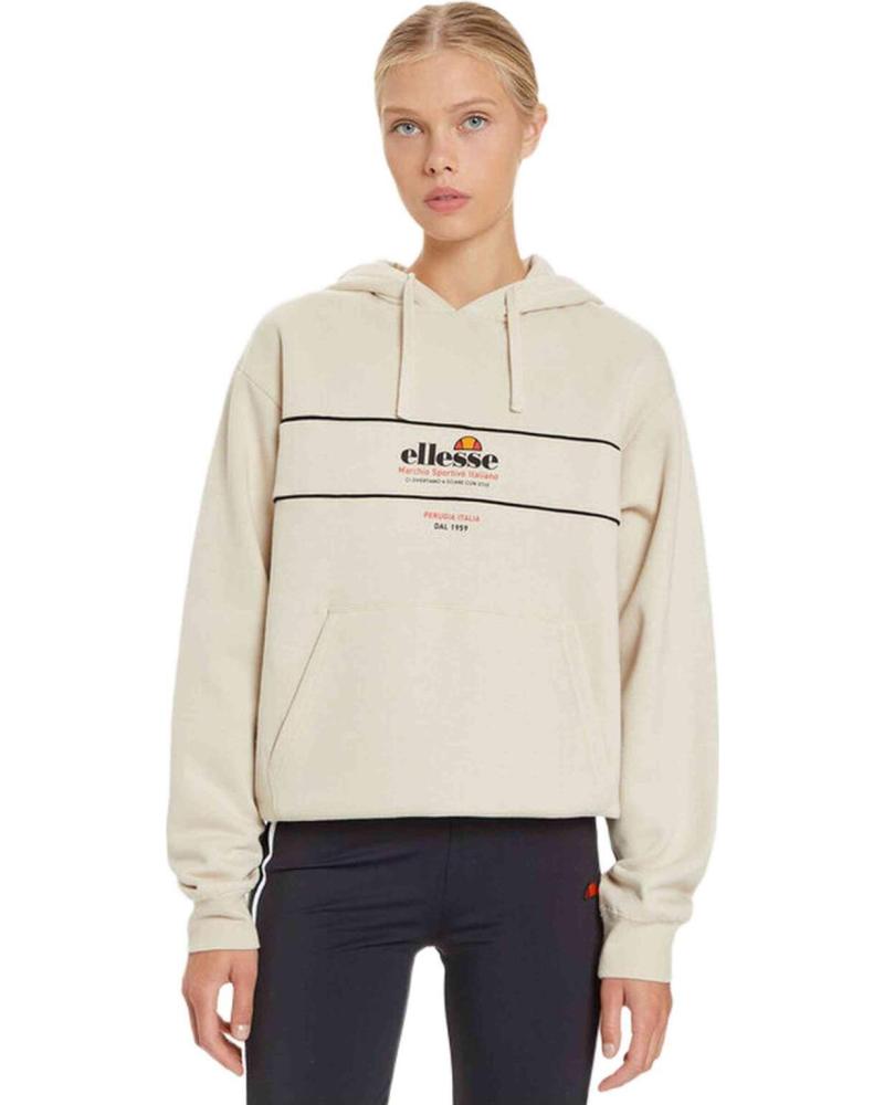 ELLESSE SUDADERA CROPPED CON CAPUCHA BEIGE BEIG
