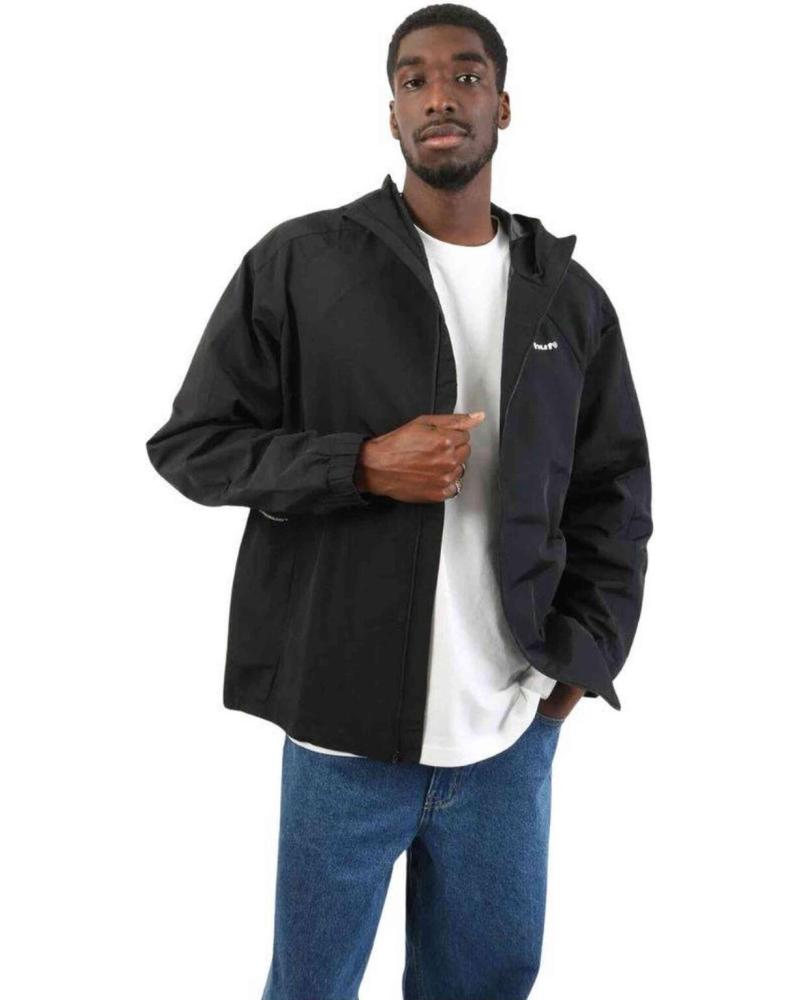 CHAQUETA CORTAVIENTOS HUF CON CAPUCHA NEGRO