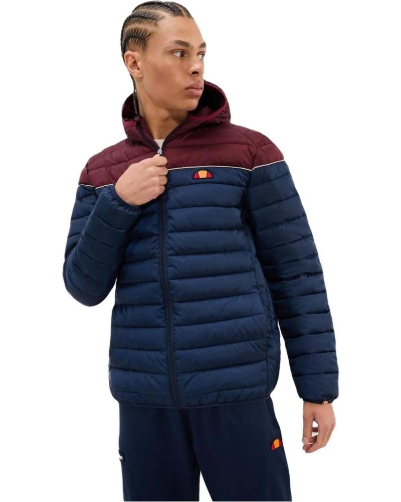ELLESSE CHAQUETA ACOLCHADA AZUL Y BURDEOS CON CAPUCHA AZUL