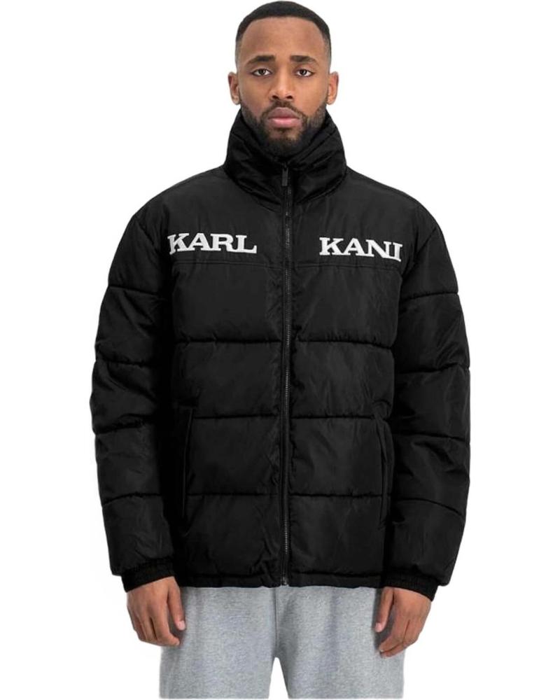KARL KANI CHAQUETA ACOLCHADA RETRO ESSENTIAL PUFFER CON CUELLO ALTO Y LOGO NEGRA NEGRO