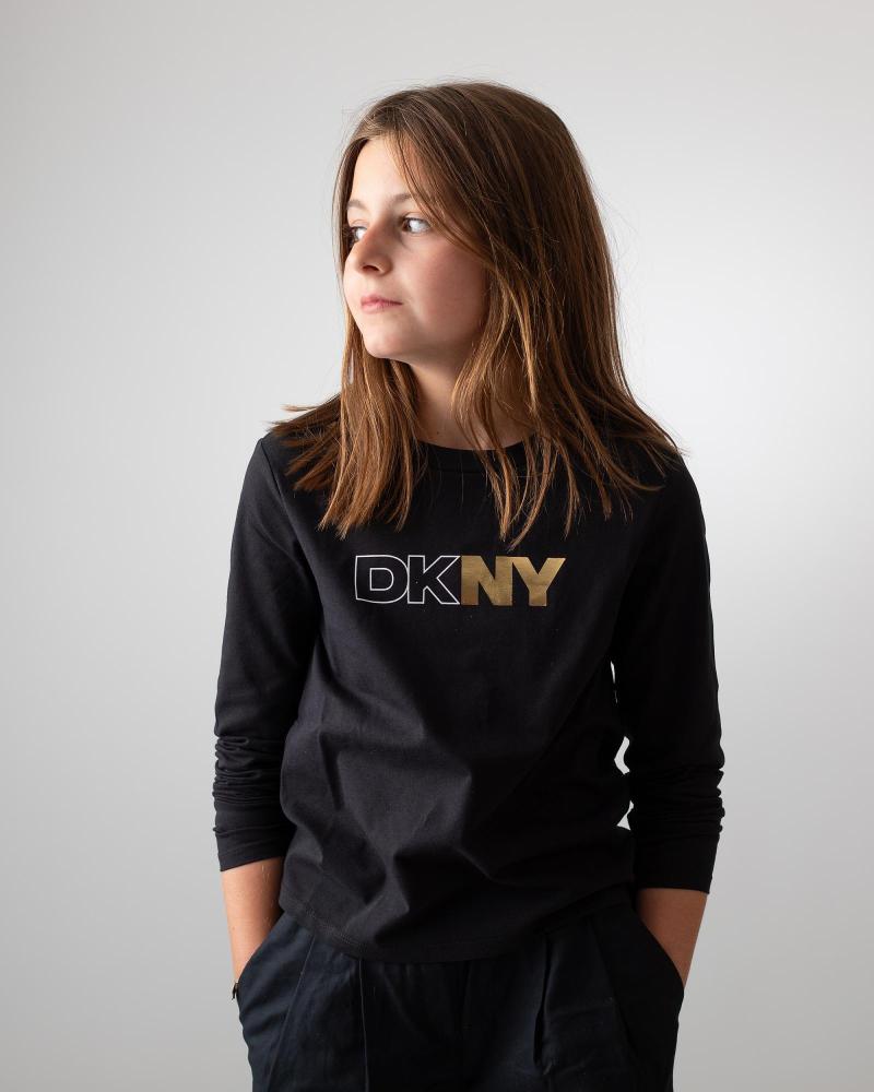 DKNY CAMISETA MANGA LARGA NEGRA DE ALGODÓN D6203709B NEGRO