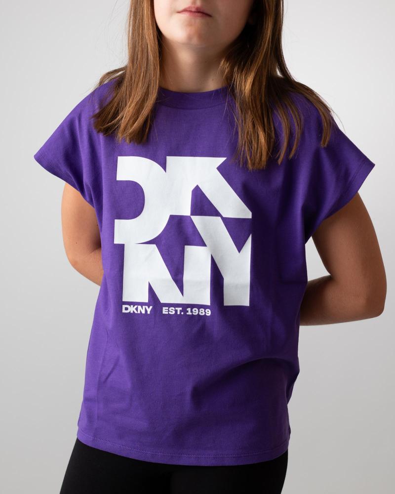 CAMISETA DE MANGA CORTA DKNY MORADA DE ALGODÓN - MODELO D6203291C MORADO
