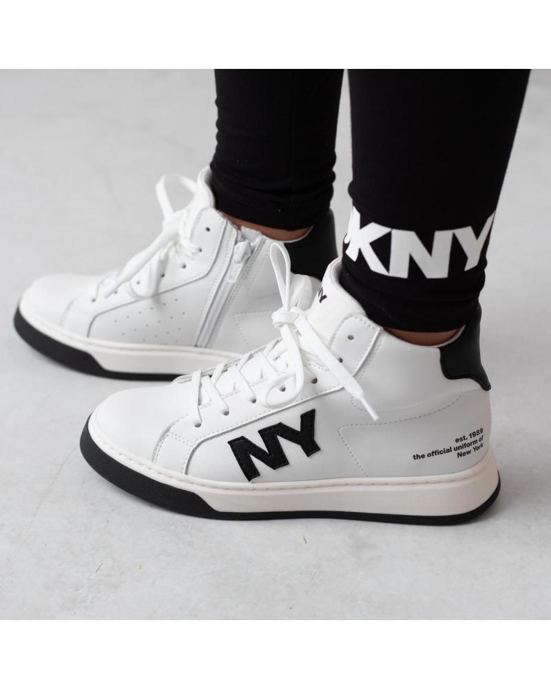 DKNY ZAPATILLAS DEPORTIVAS BOTA PIEL BLANCAS - MODELO D6090410P BLANCO