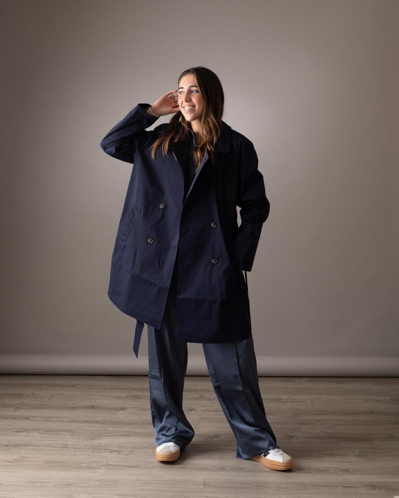 YERSE - 41624055 - GABARDINA IMPERMEABLE MIDI OSCURO - MUJER AZUL