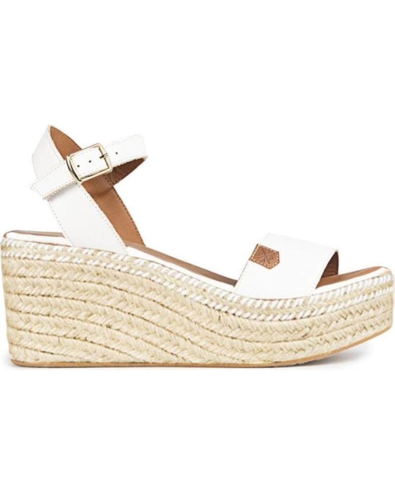 SANDALIA POPA ARÁMBOL DE PIEL BLANCA CON CUÑA BLANCO