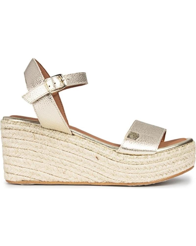 SANDALIAS CUÑA BAJA POPA ARÁMBOL LAMINADO ORO ORO