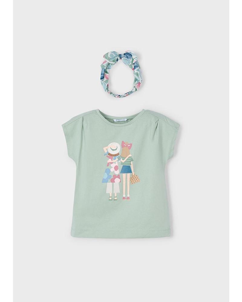 CAMISETA MAYORAL MANGA CORTA CON BANDA COLOR VERDE JADE - REF. 3/009/10 VERDE