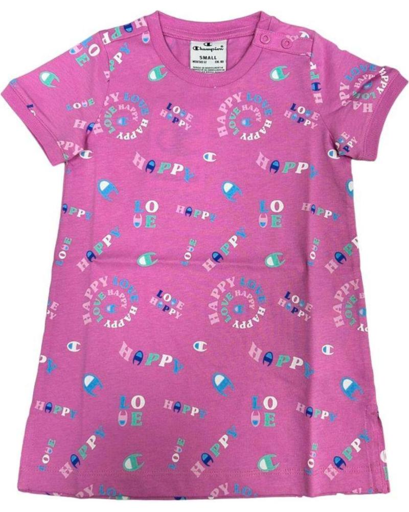 VESTIDO CASUAL CHAMPION ROSA CON ESTAMPADO VIBRANTE ROSA