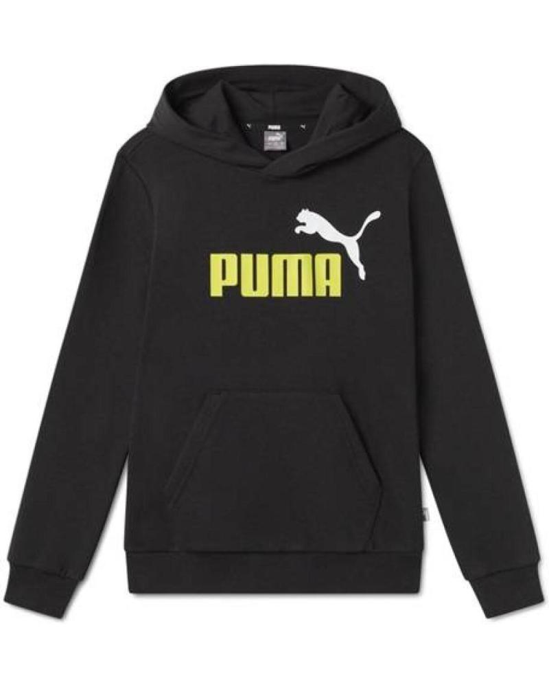 PUMA SUDADERA CON CAPUCHA ESS BIG LOGO NEGRA AMARILLA NEGRO