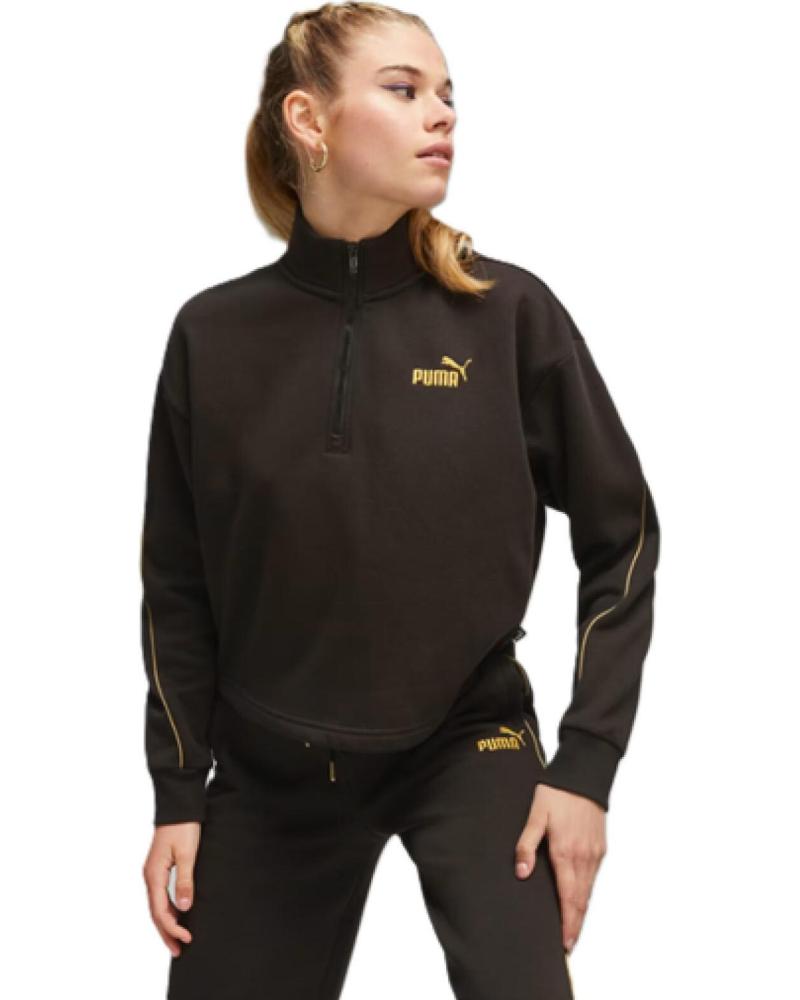 SUDADERA PUMA MINIMAL GOLD HALF-ZIP NEGRA PARA MUJER NEGRO