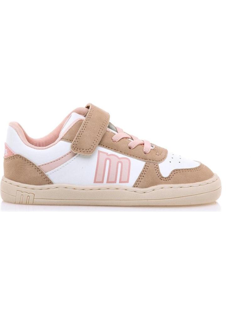 MTNG ZAPATILLAS BAREFOOT MODELO 49313 CON VELCRO BEIGE Y DETALLES ROSAS ROSA