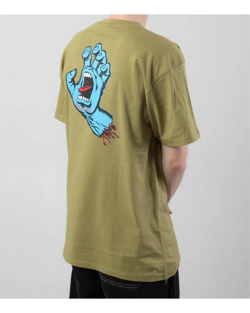 SANTA CRUZ CAMISETA SCREAMING HAND CHEST - VERDE CAQUI IGUANA GREEN