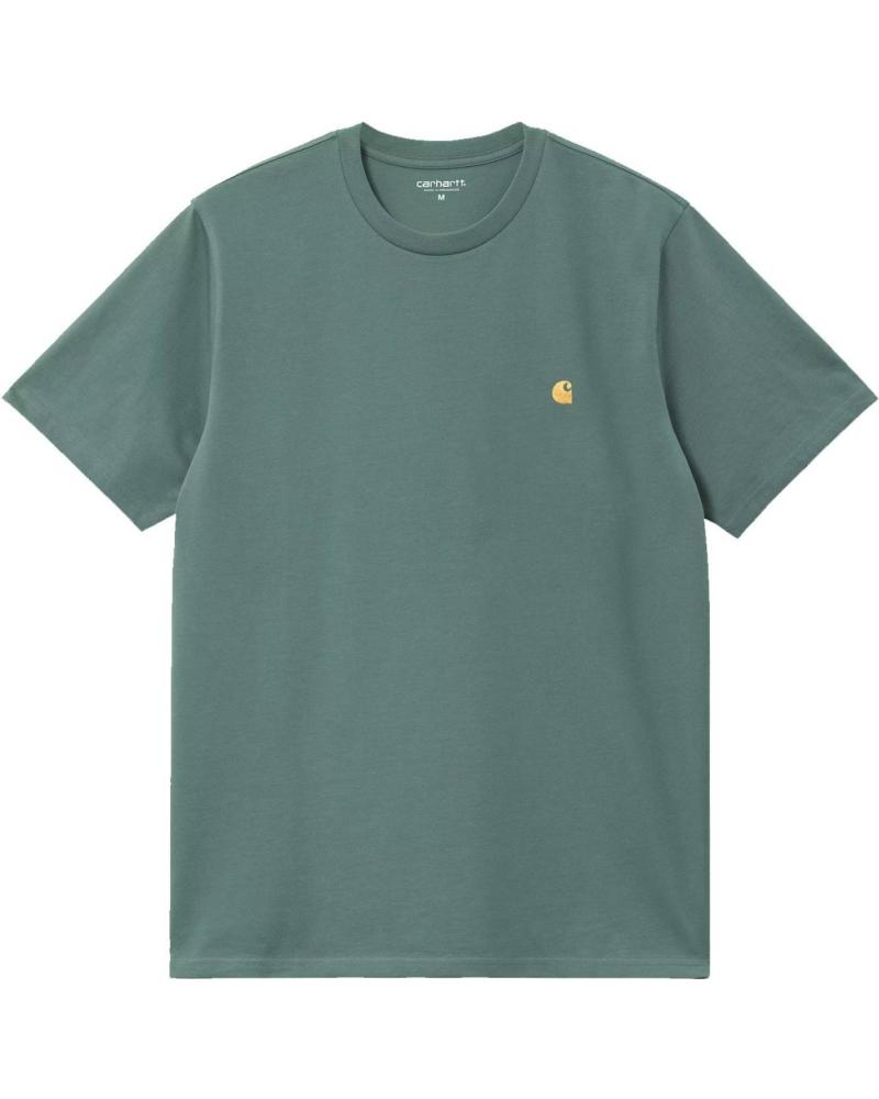 CAMISETA CARHARTT WIP S-S CHASE SILVER PINE CON LOGO DORADO