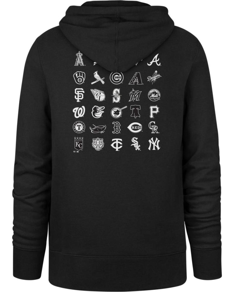 SUDADERA CON CAPUCHA '47 BRAND' NEGRA MLB TEAMS LOGOS CON GRÁFICOS TRASEROS NEGRO