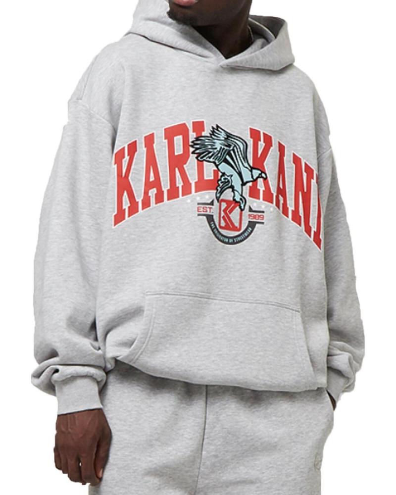 KARL KANI SUDADERA CON CAPUCHA OG EAGLE PRINT GRIS MELANGE