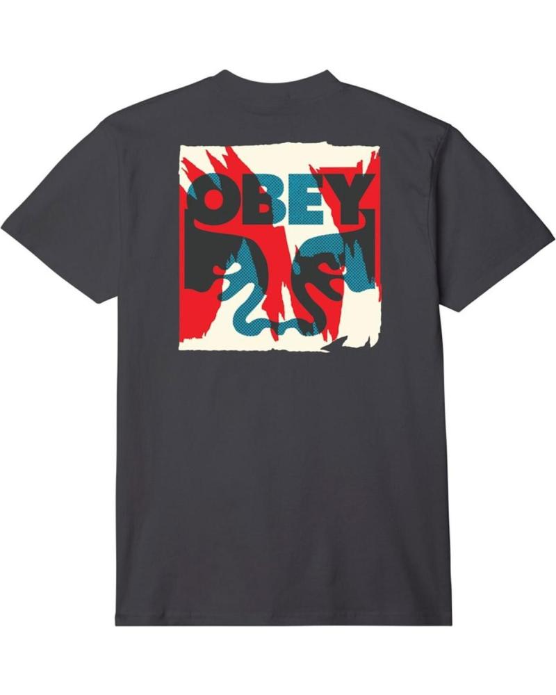 CAMISETA OBEY TORN POSTERS ICON NEGRA DE MANGA CORTA