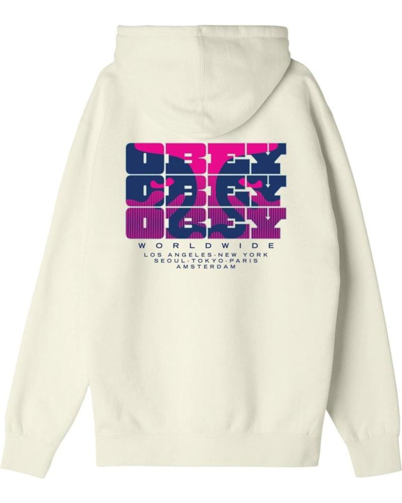 SUDADERA CON CAPUCHA OBEY BRICK BY BRICK UNBLEACHED BEIGE