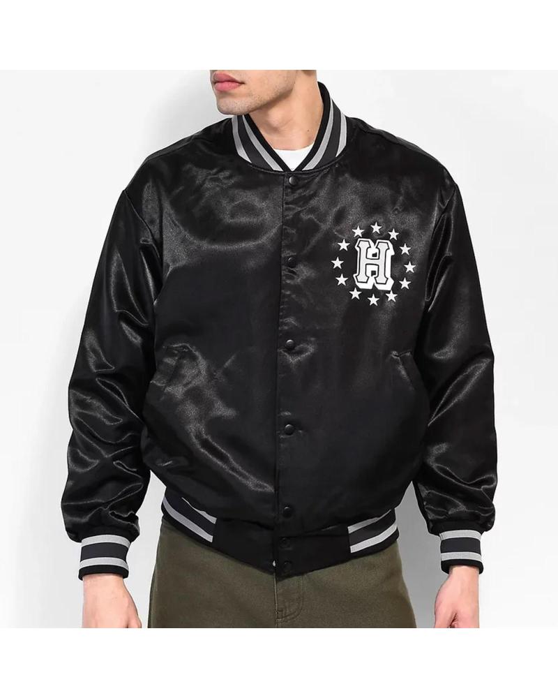 CHAQUETA HUF GALACTIC STACK BASEBALL NEGRA