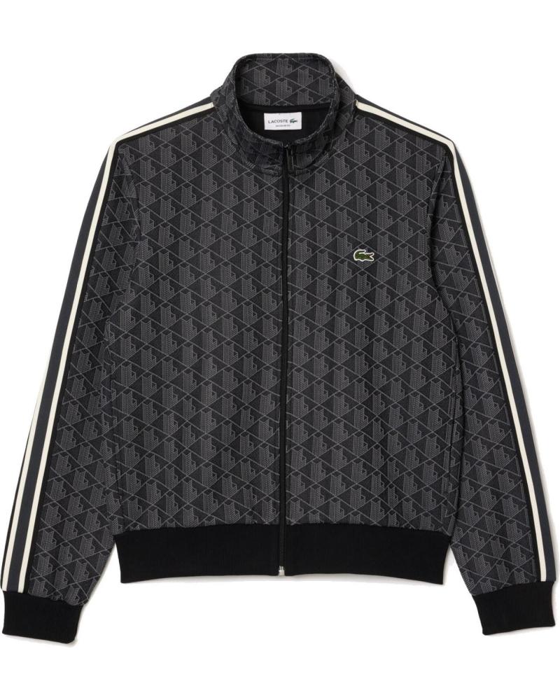 CHAQUETA DEPORTIVA LACOSTE PARIS JACQUARD NEGRA PARA HOMBRE