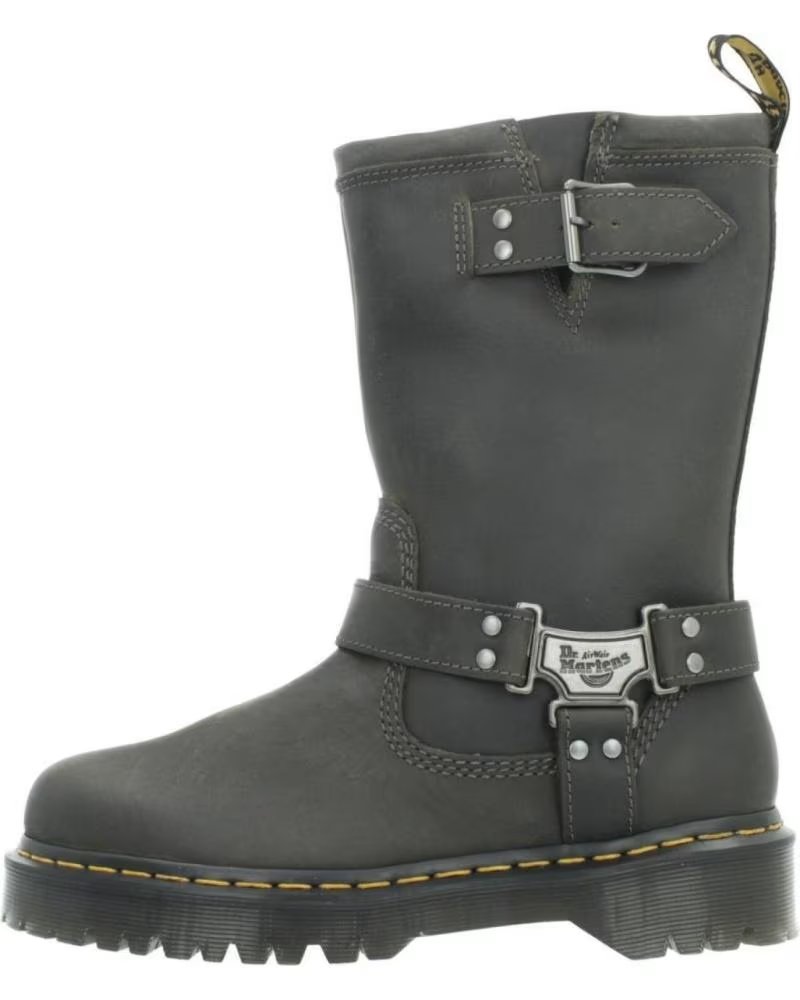 Dr Martens Dr Martens 154708 - Botas Moteras de Cuero Gris Carbón Charcoal