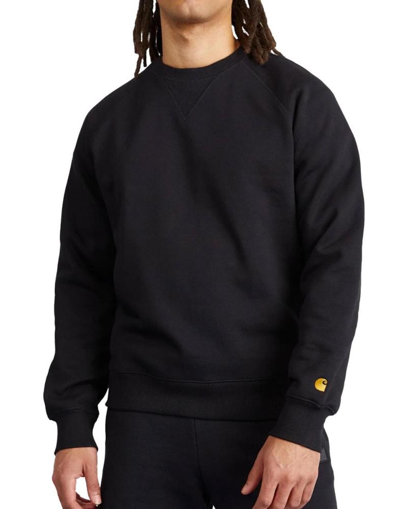 CARHARTT WIP SUDADERA CHASE SWEAT NEGRA CON LOGO DORADO