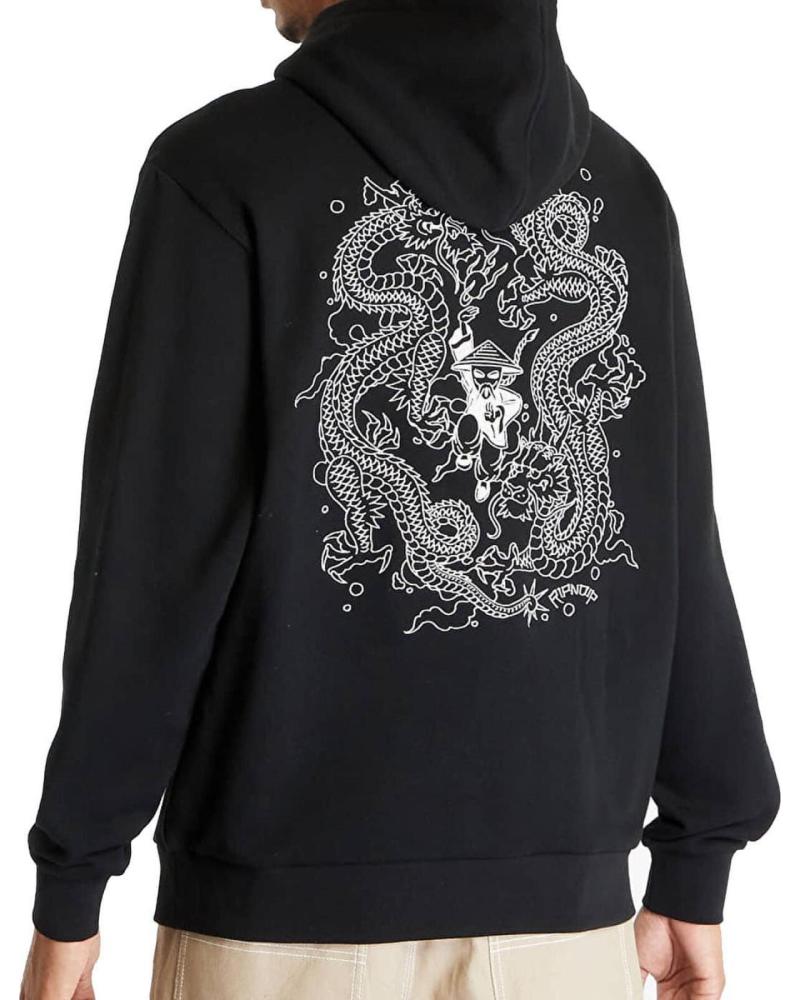 RIPNDIP SUDADERA CON CAPUCHA RYU EMBROIDERED HOODIE NEGRA UNISEX