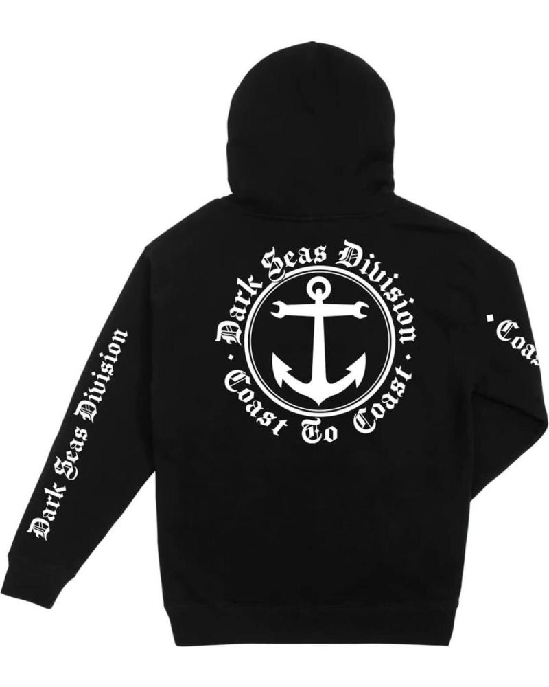 DARK SEAS TRADITIONAL PULLOVER FLEECE - SUDADERA CON CAPUCHA NEGRA