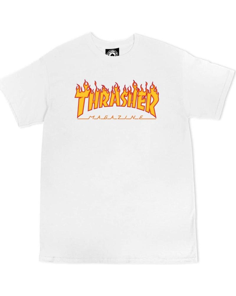 THRASHER CAMISETA MANGA CORTA FLAME LOGO BLANCA UNISEX