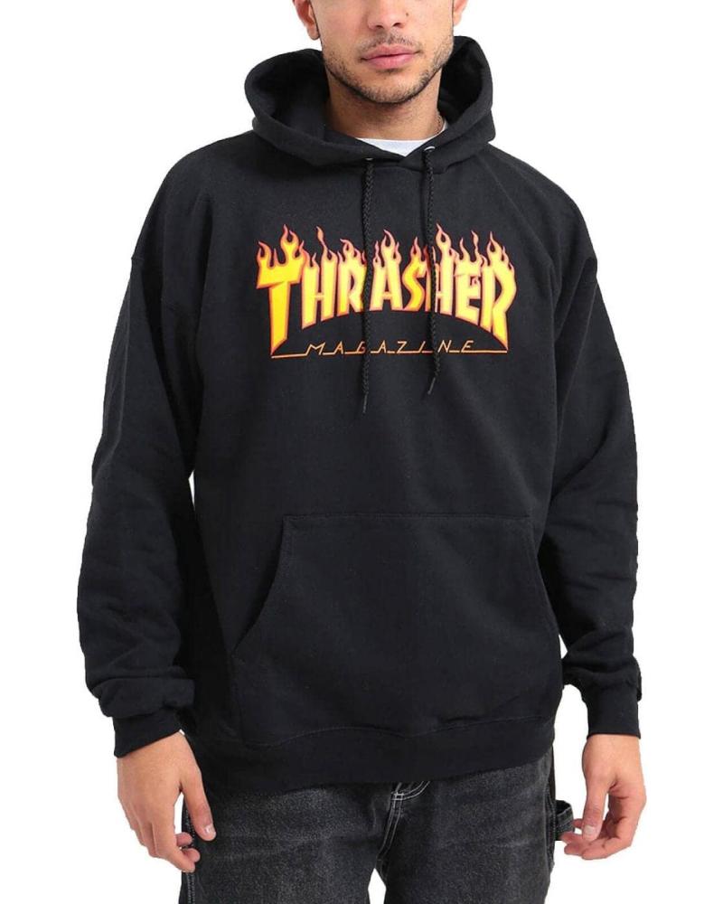 SUDADERA CON CAPUCHA THRASHER FLAME LOGO NEGRA UNISEX