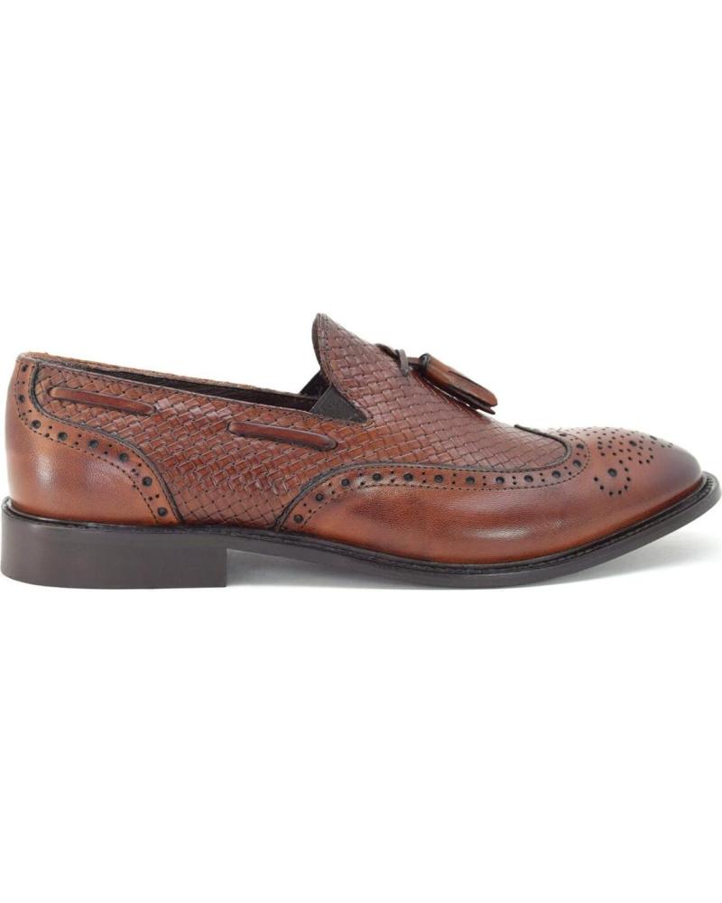 de DUCA DI MORRONE DUCA DI MORRONE FILIPPO-INT MOCASINES DE PIEL MARRÓN CON BORLAS BROWN